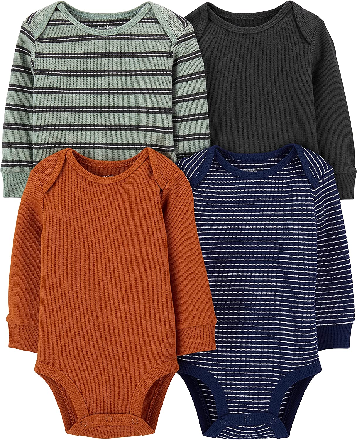 230816074254780_1 Simple Joys by Carter's Unisex Babies' Long-Sleeve Thermal Bodysuits, Pack of 4 - Image 1